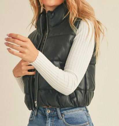 Black Faux Leather Vest