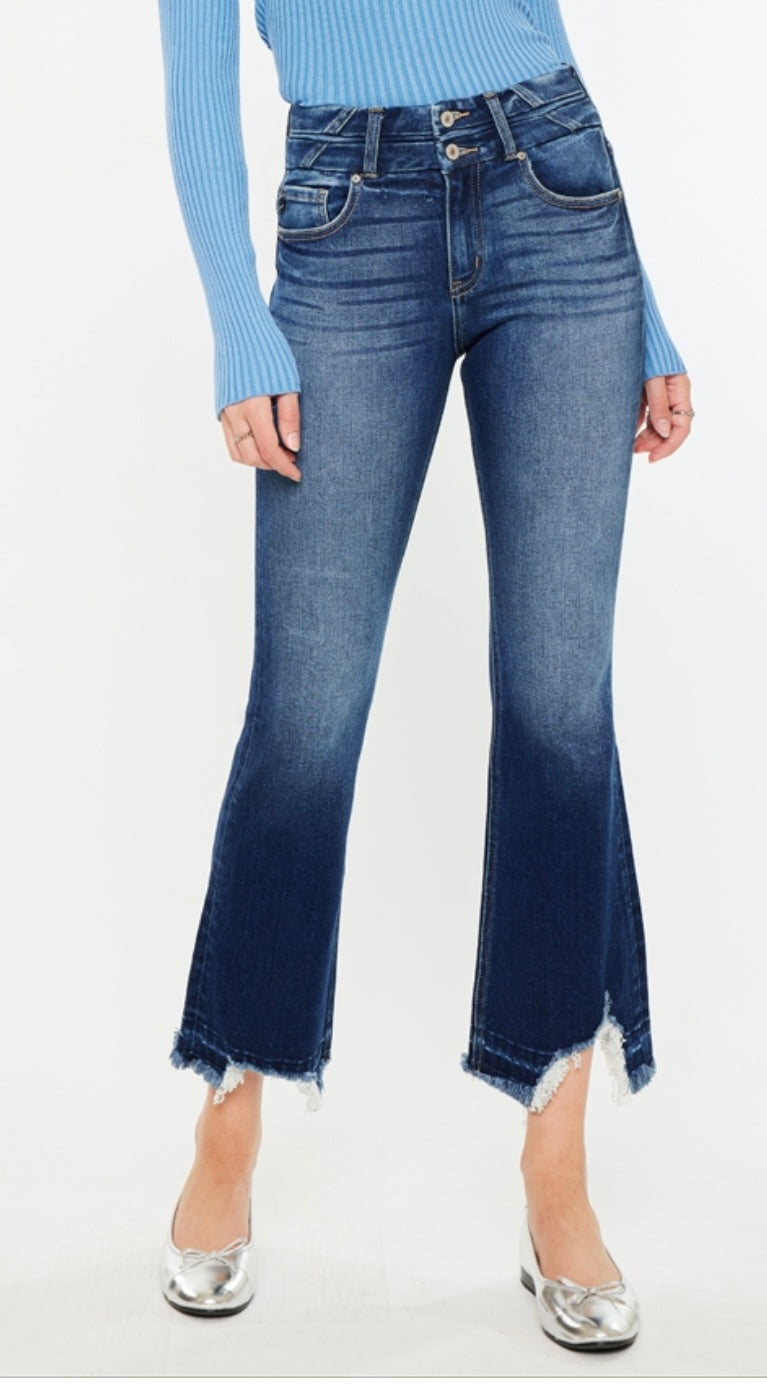 KanCan High Rise Cropped Flare Jeans