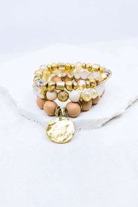 Pink, Clear & Gold Bracelet Set