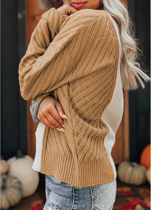 Colorblock Ribbed Contrast Sweater