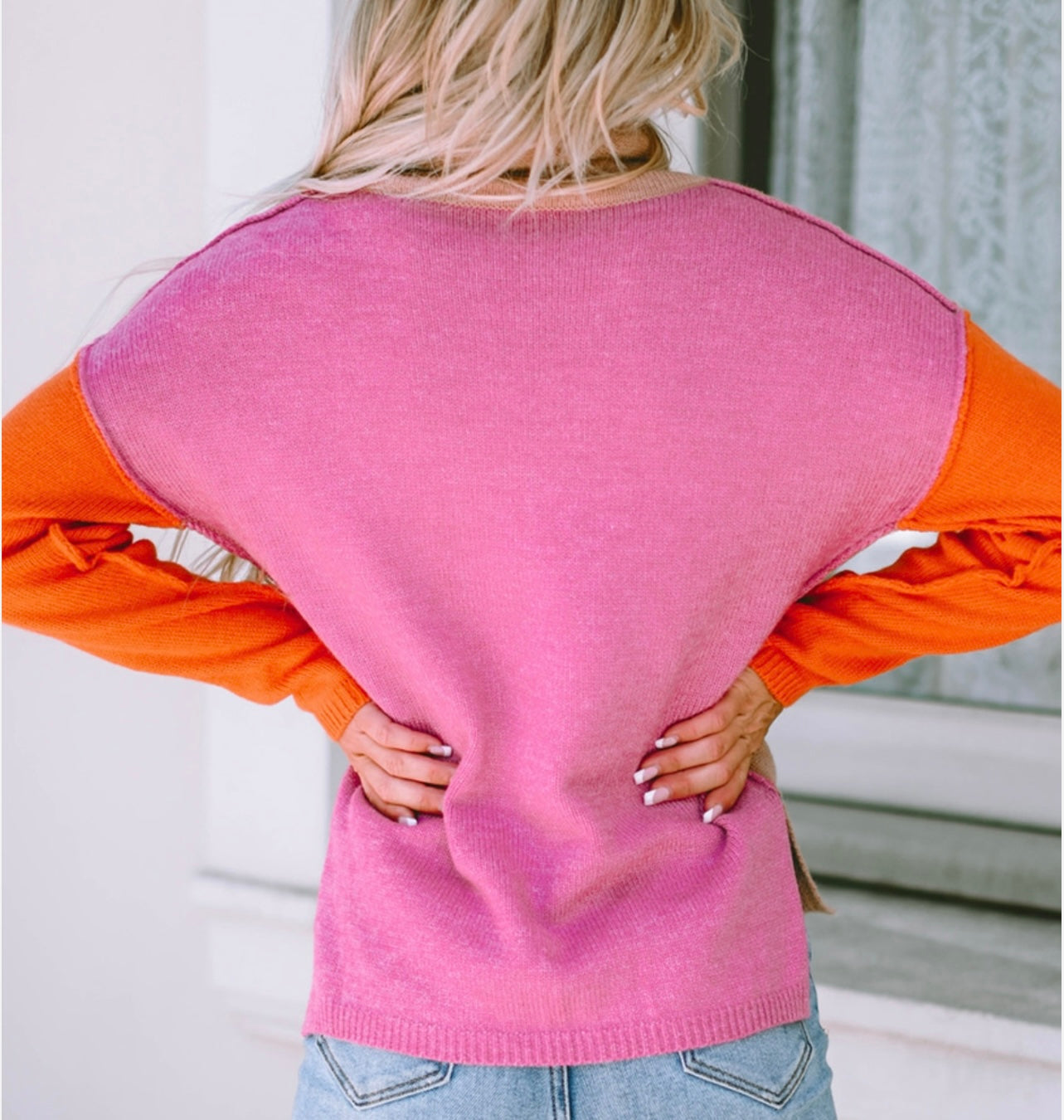 Color Block Turtle Neck Sweater- Regular & Plus