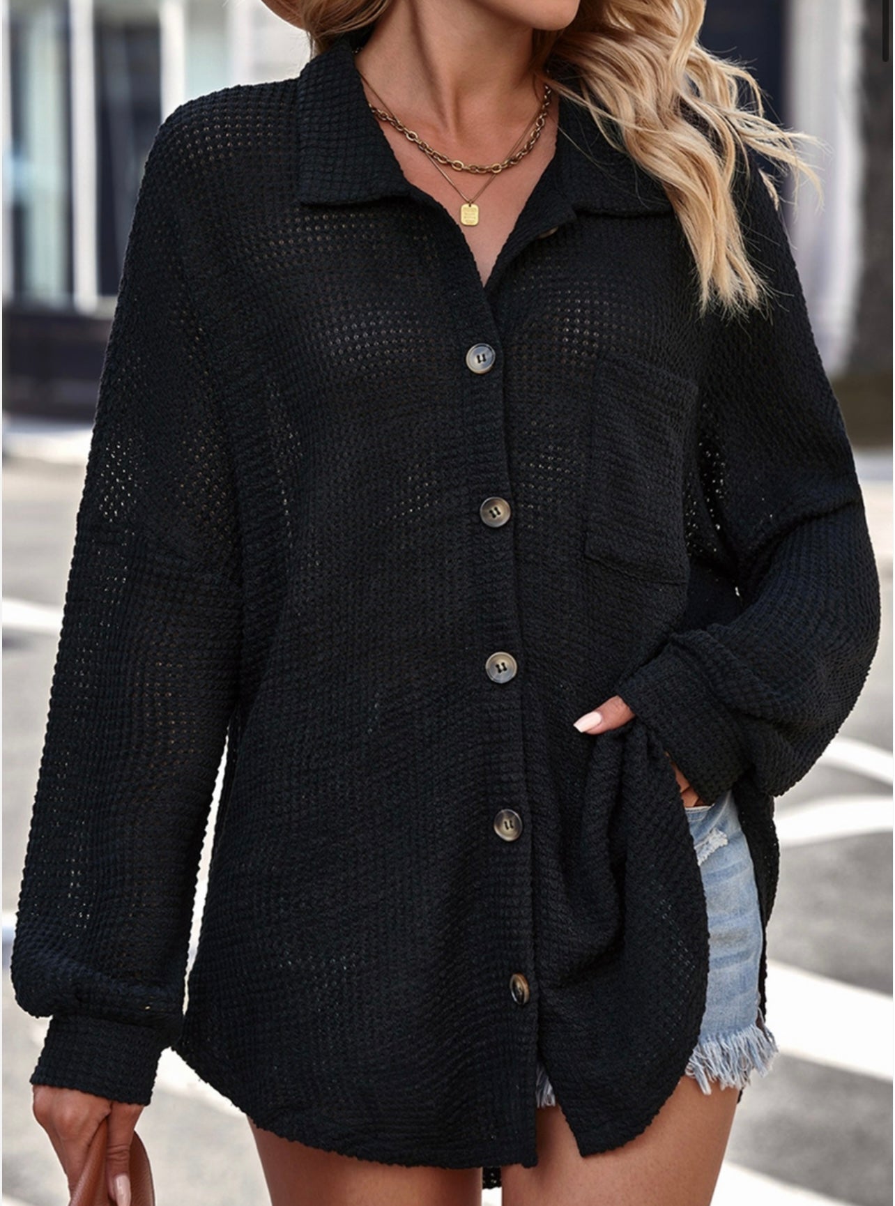 Black Light Weight Button Down Regular & Plus