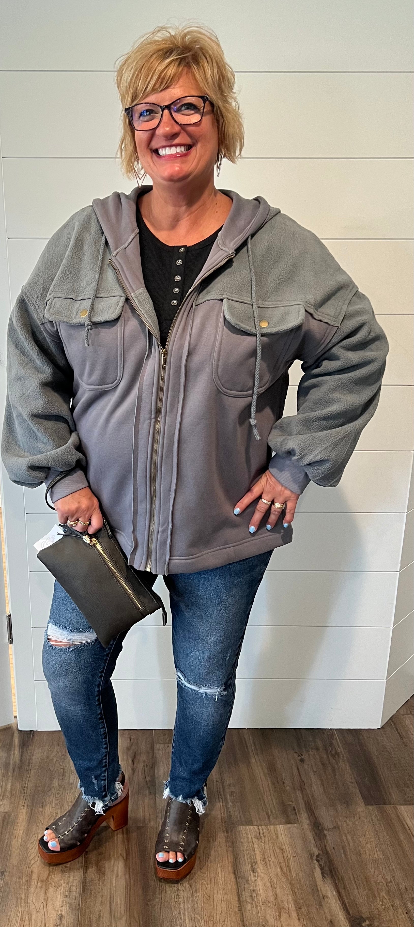 Gray Light Weight Soft Zip Up Regular & Plus