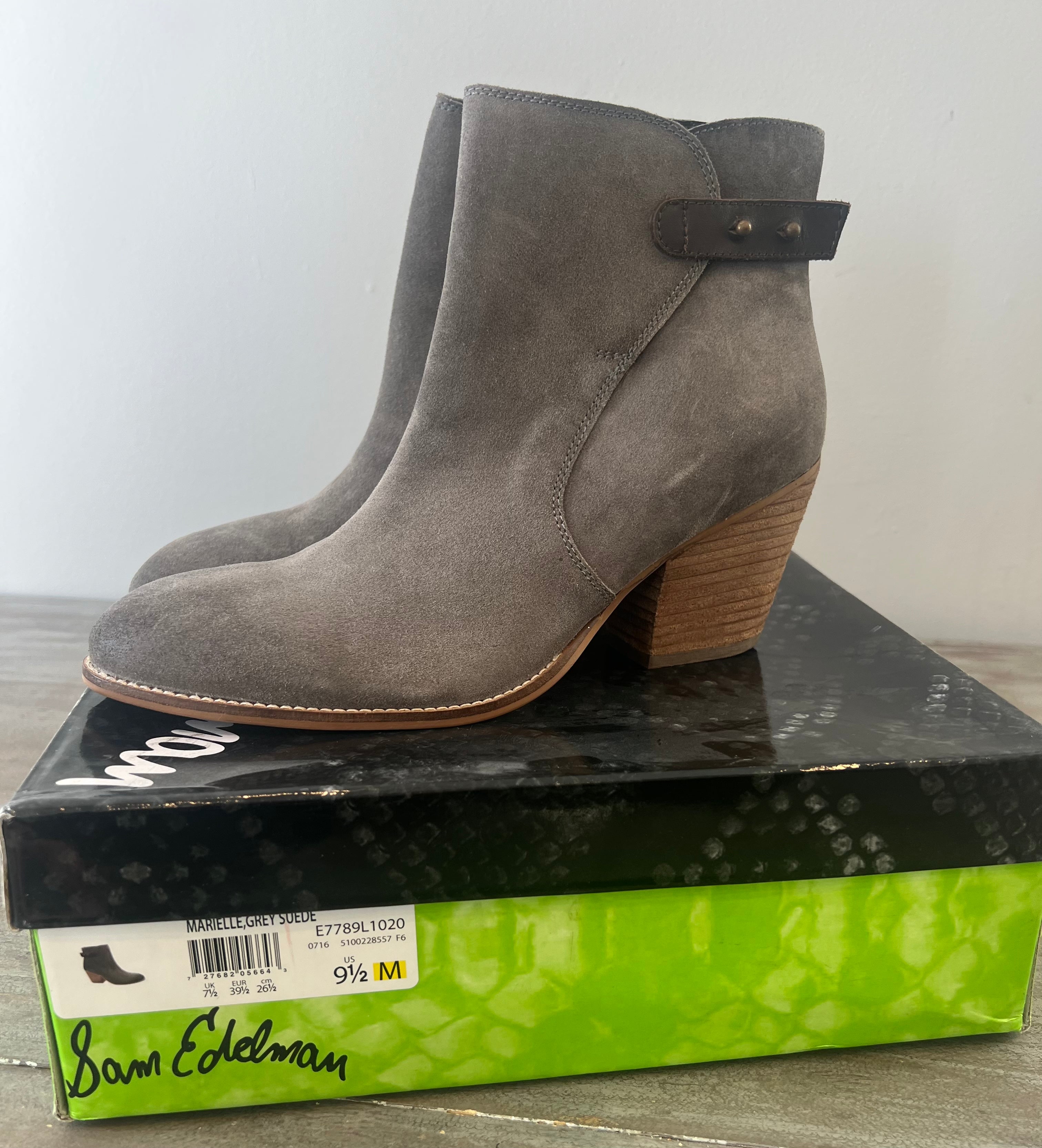 Sam Edelman Grey Suede Marielle Boots Size 9.5