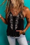 Black & White Floral Embroidery Tank