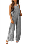 Gauze Wide Leg Overall Bibs W/Pockets