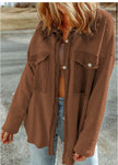 Brown Flap Pockets Relaxed Shacket