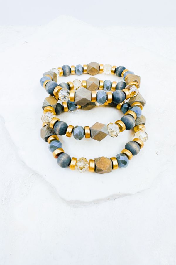 Gray & Gold Bracelet Set