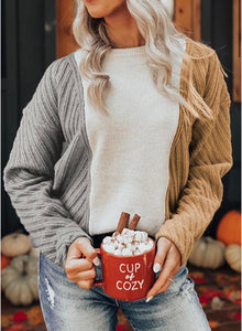 Colorblock Ribbed Contrast Sweater