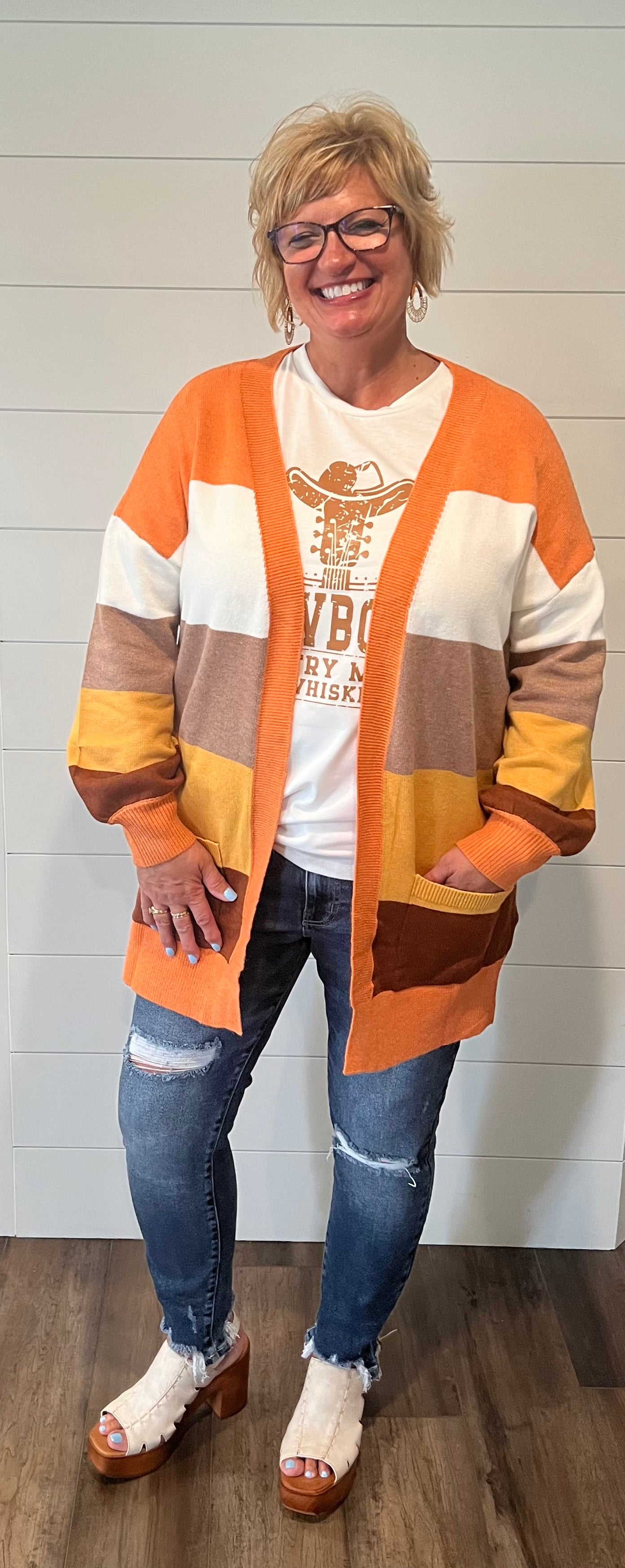 Striped Fall Cardigan Regular & Plus