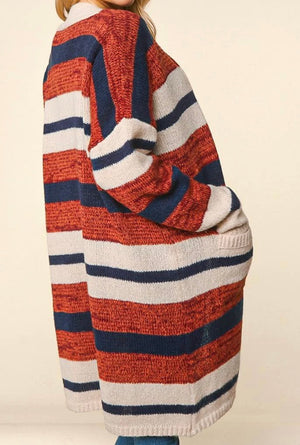 Long Striped Cardigan - Regular & Plus