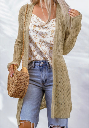 Pointelle Knit Open Front Cardigan - Regular & Plus