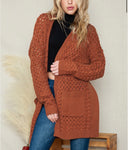 Open Front Pockets Knit Cardigan