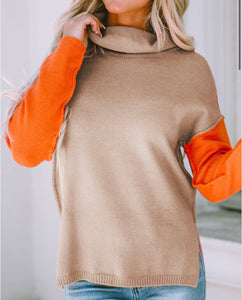 Color Block Turtle Neck Sweater- Regular & Plus