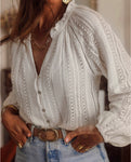 White Long Sleeve Lace Top - Regular & Plus