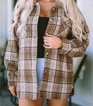 Plaid Print Chest Pockets Shacket