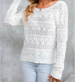 Pointelle Patterned Knit Top