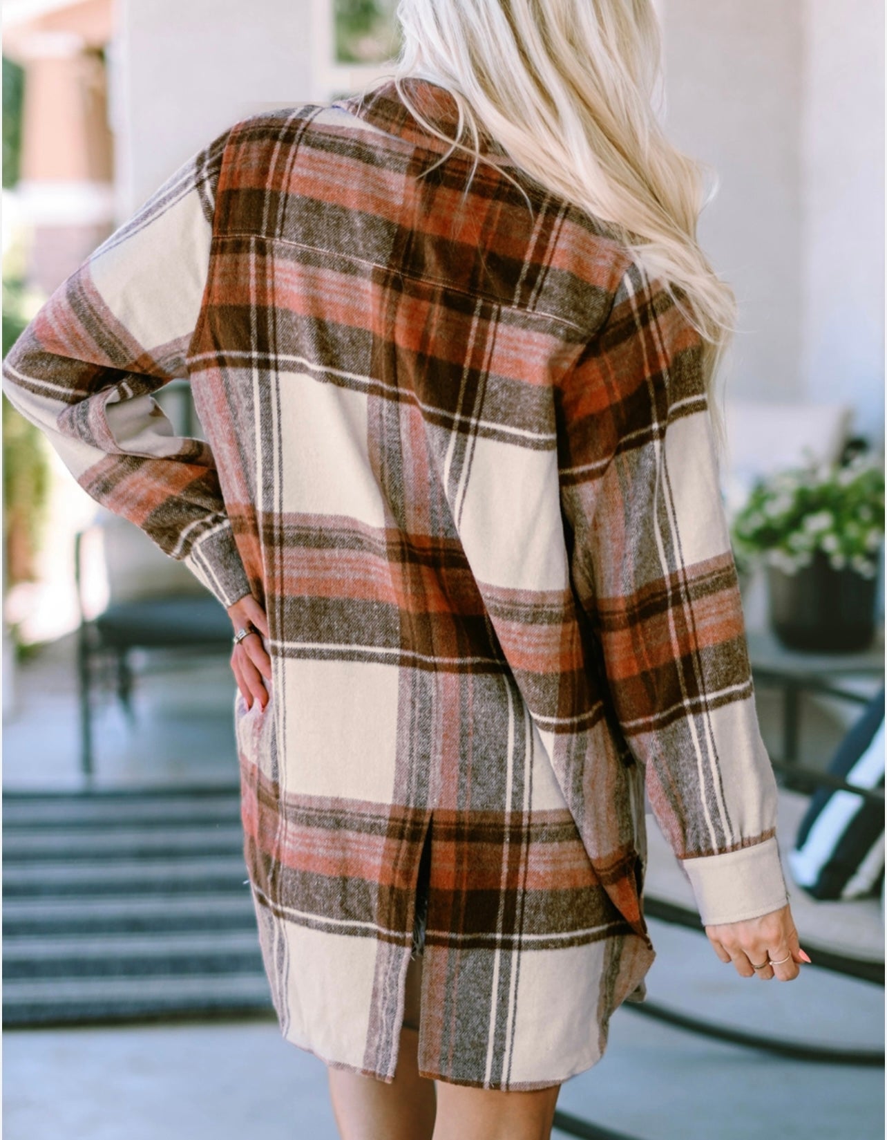 Plaid Print Flap Pockets Shacket