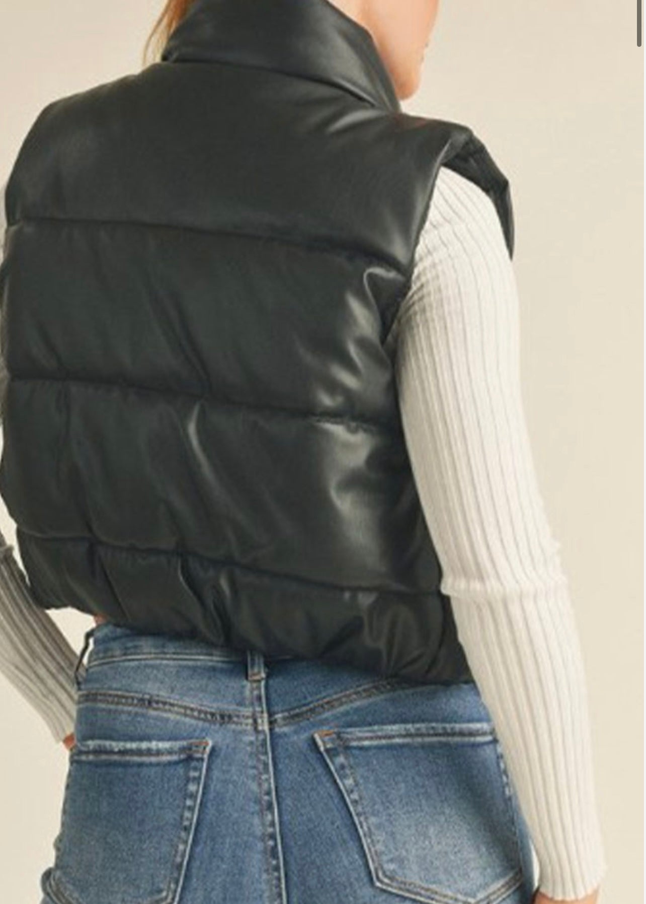 Black Faux Leather Vest