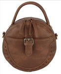 Dark Taupe Round Buckle Crossbody Purse