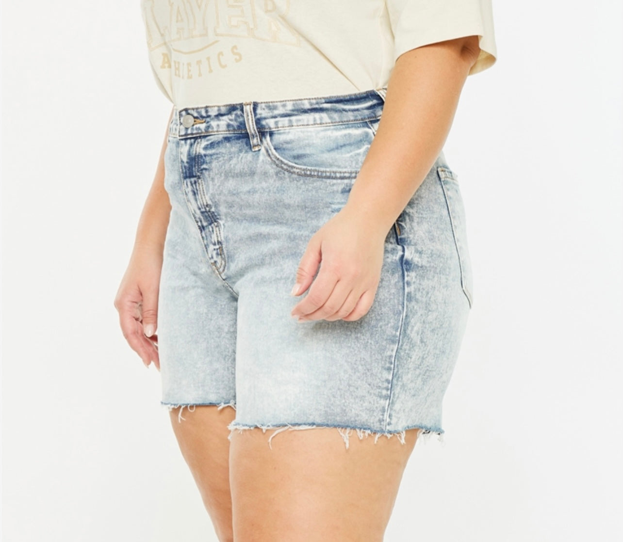 KanCan Plus 90s High Rise Light Wash Shorts