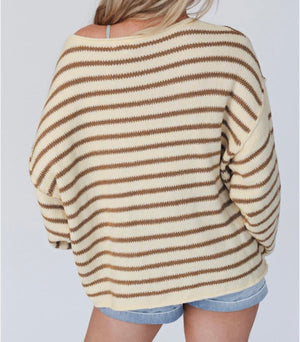 Striped Knit Dolman Sleeve Sweater - Regular & Plus