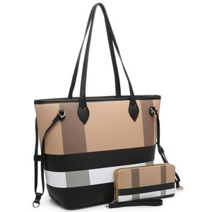 Khaki & Black Plaid Purse