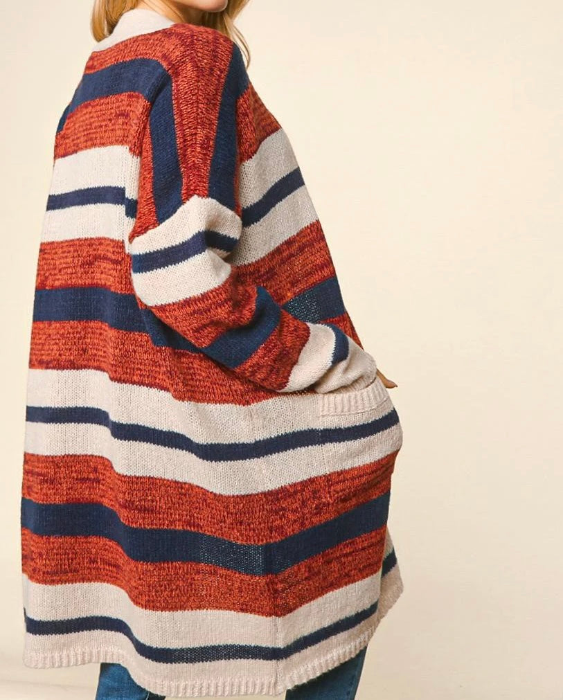 Long Striped Cardigan - Regular & Plus