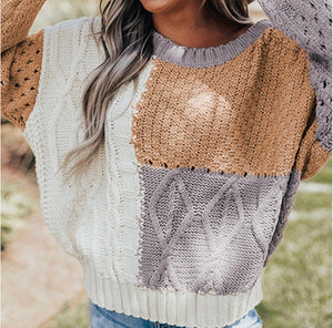 Colorblock Monochrome Textured Sweater Regular & Plus