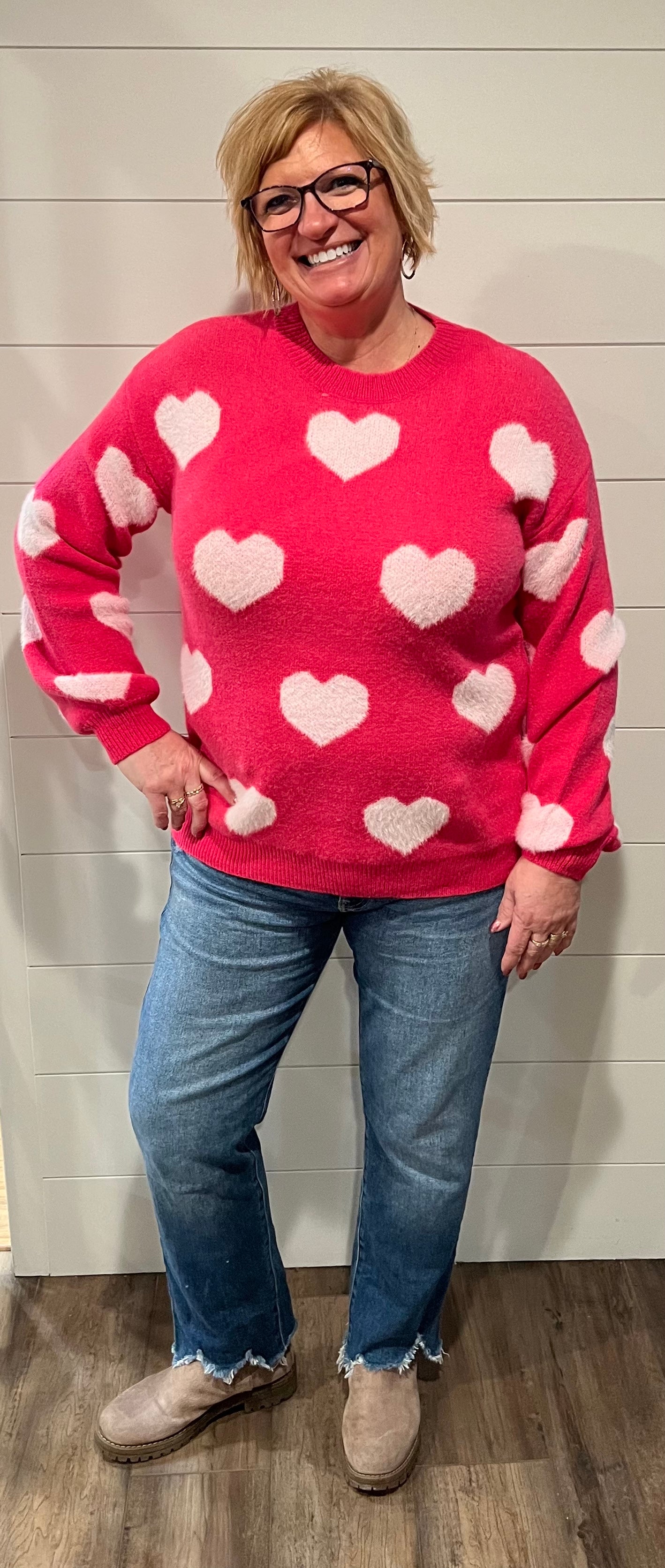 Hot Pink Hearts Sweater.